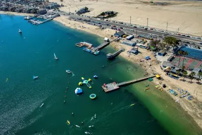 Bayshore Beach Aquatic Playground floating Wibit structures — Long Beach, CA