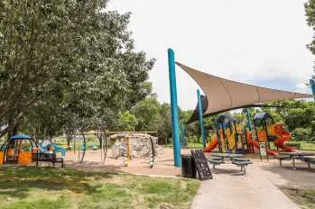 Shaded playground at Bethany Lakes Park, Allen, TX