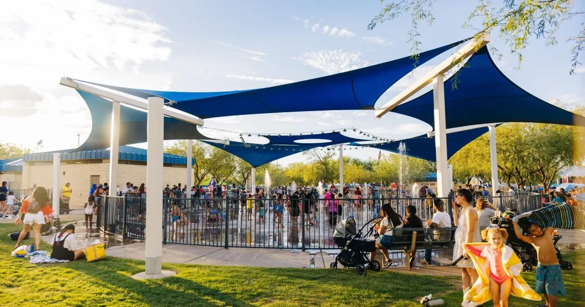 Lighted playground at Crossroads at Silverbell District Park — Marana, AZ