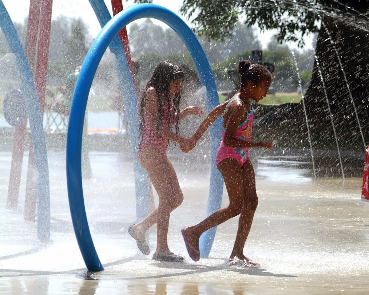 Cucamonga-Guasti Regional Park playground and water slides — Ontario, CA