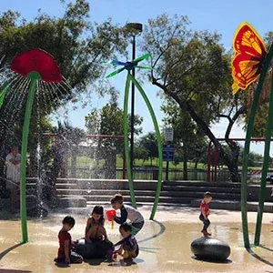 Water features at Desert Breeze Park Spray Pad — Chandler, AZ