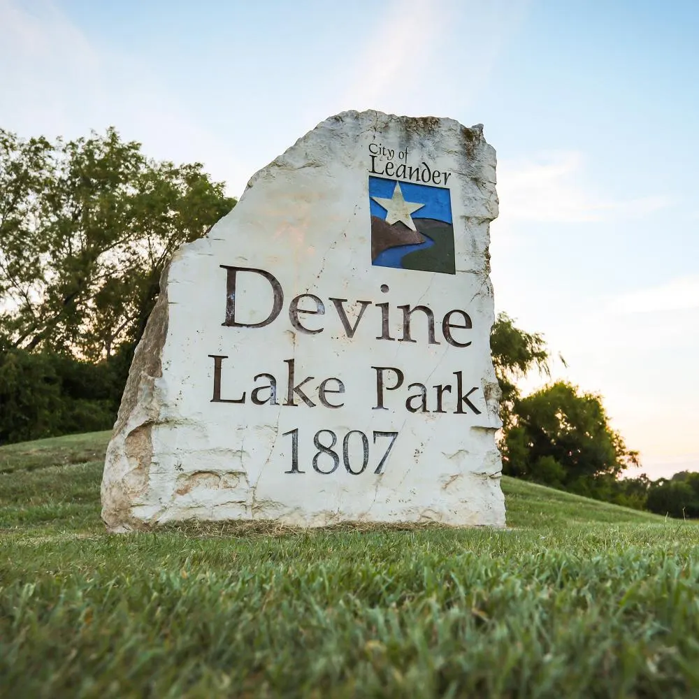Devine Lake Park playground and lake — Leander, TX
