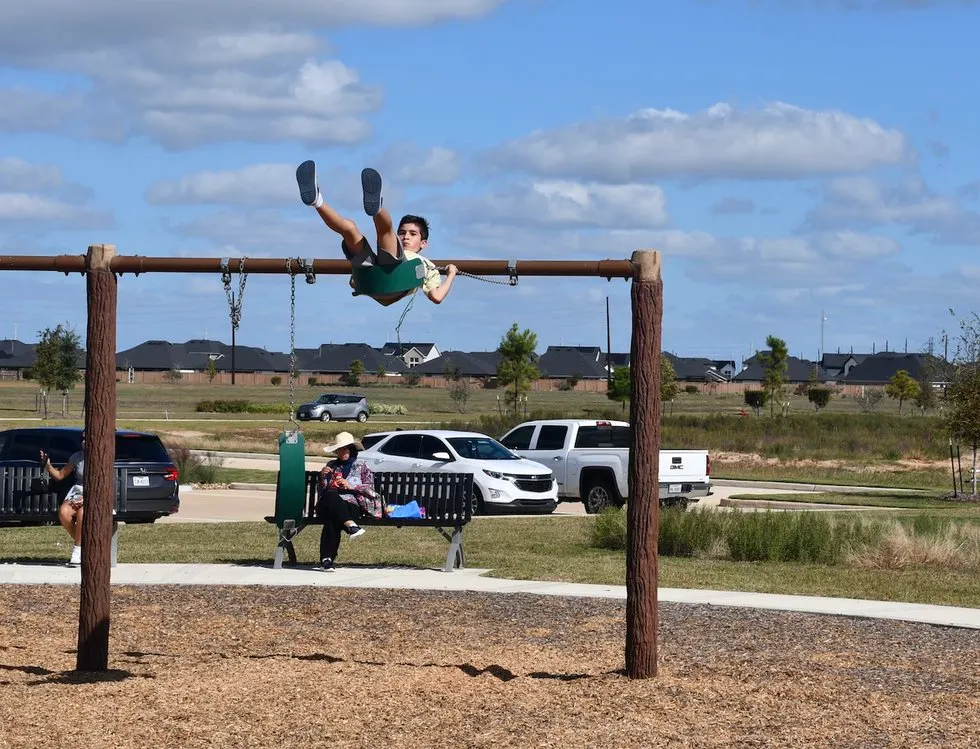 Brand-new playground equipment at Eagle Landing Park — Fulshear, TX