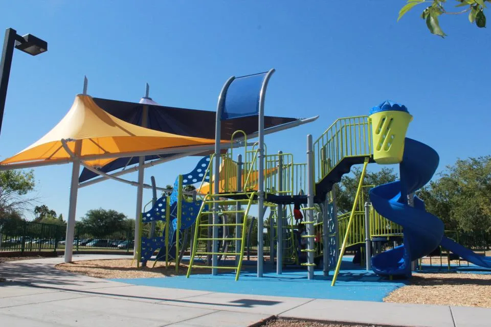 Shaded playground at Freestone Park — Gilbert, AZ
