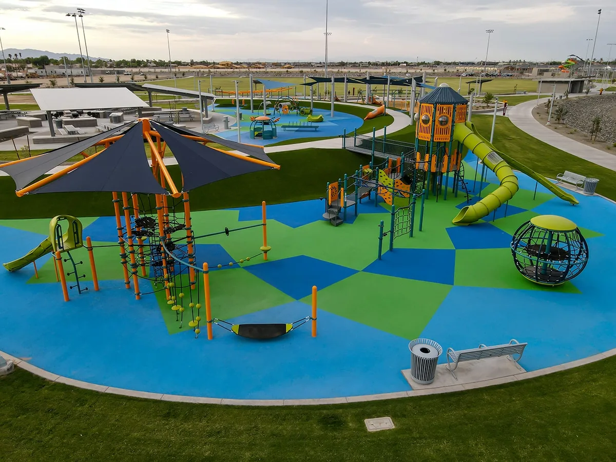 Shaded playground at Goodyear Recreation Campus, Goodyear, AZ