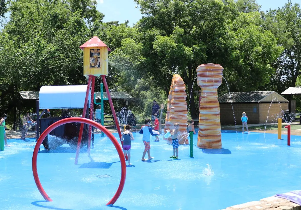 Playground and splash pad at Harris Community Park — Belton, TX