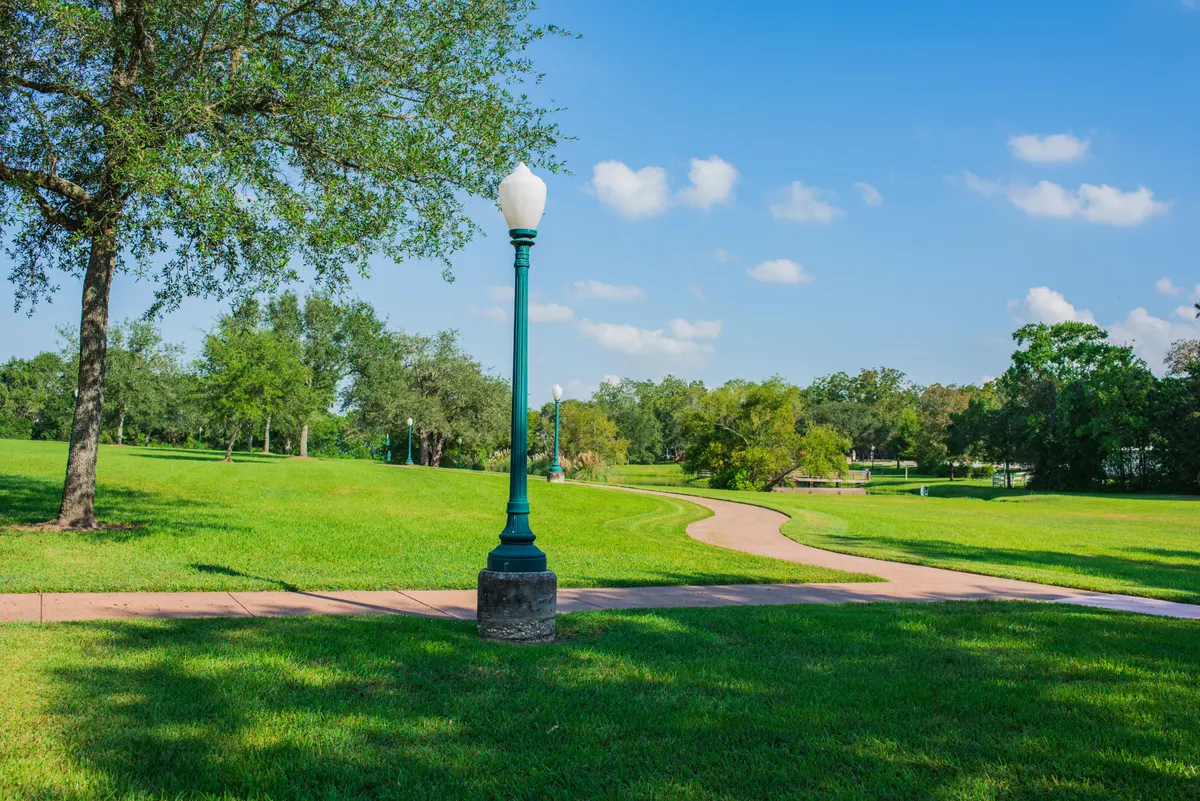Playground and turtle pond at Heritage Park — League City, TX