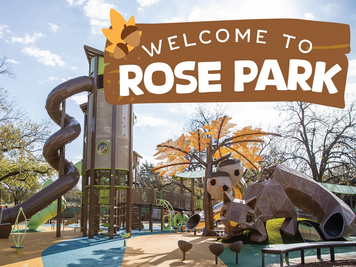 Katherine Rose Memorial Park forest-themed playground — Mansfield, TX