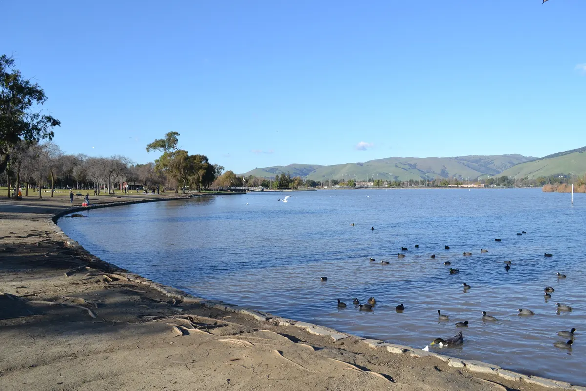 Playground and splash pad at Lake Elizabeth Fremont Central Park — Fremont, CA