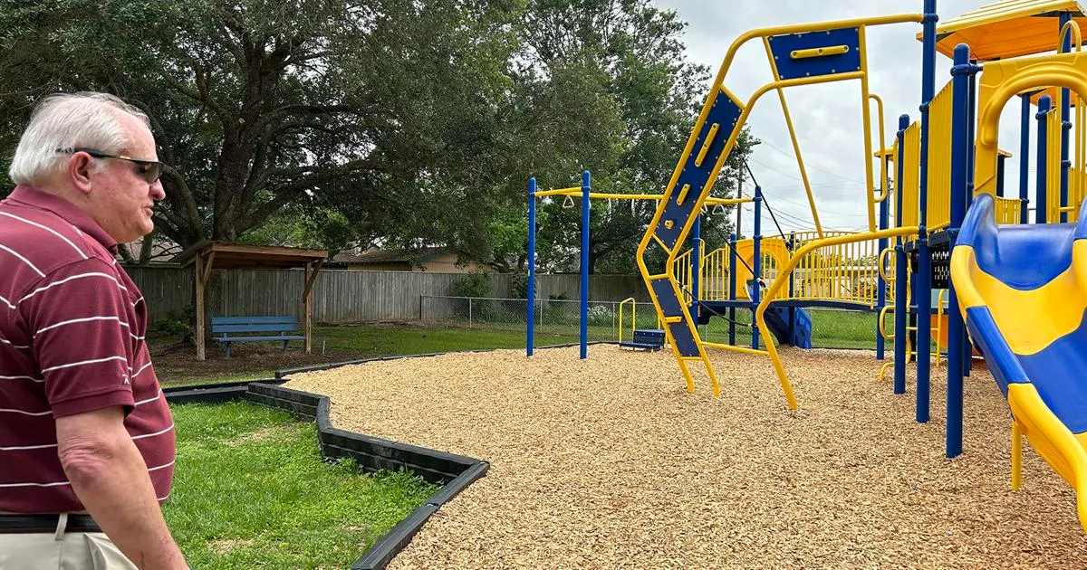 Accessible playground equipment at Lion's Club Park — Brazoria, TX