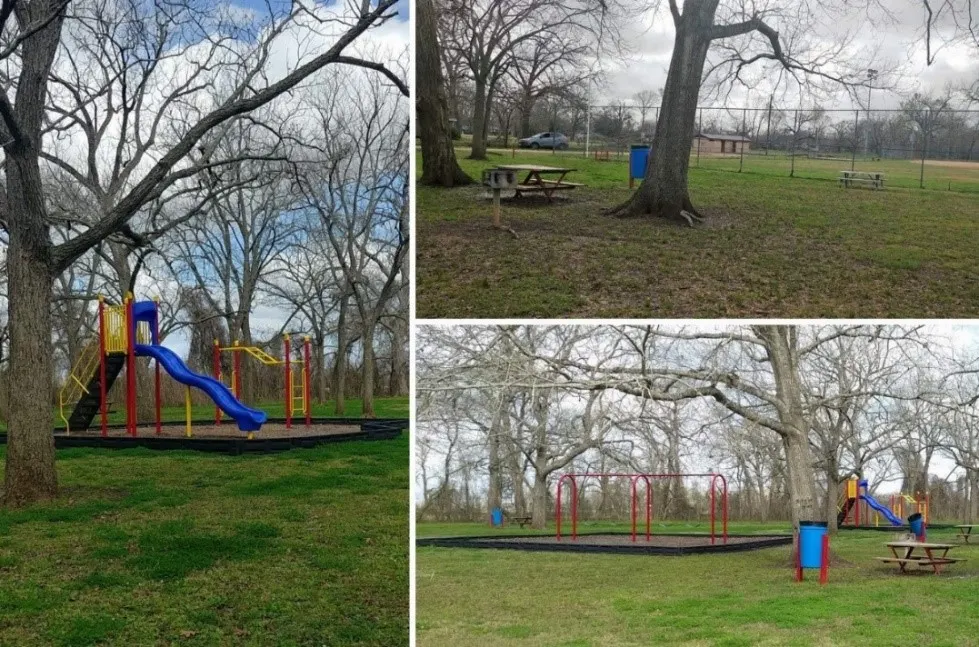 Shaded playground at Pleasure Park — Wharton, TX