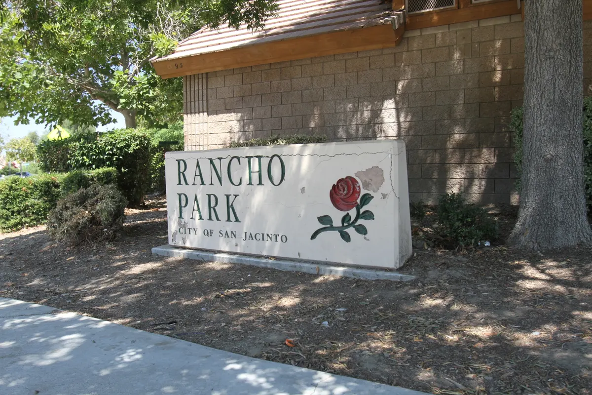 Rancho San Jacinto Park playground and courts