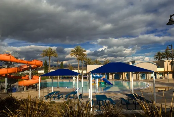 Santa Clarita Aquatic Center activity pool and water slide — Santa Clarita, CA