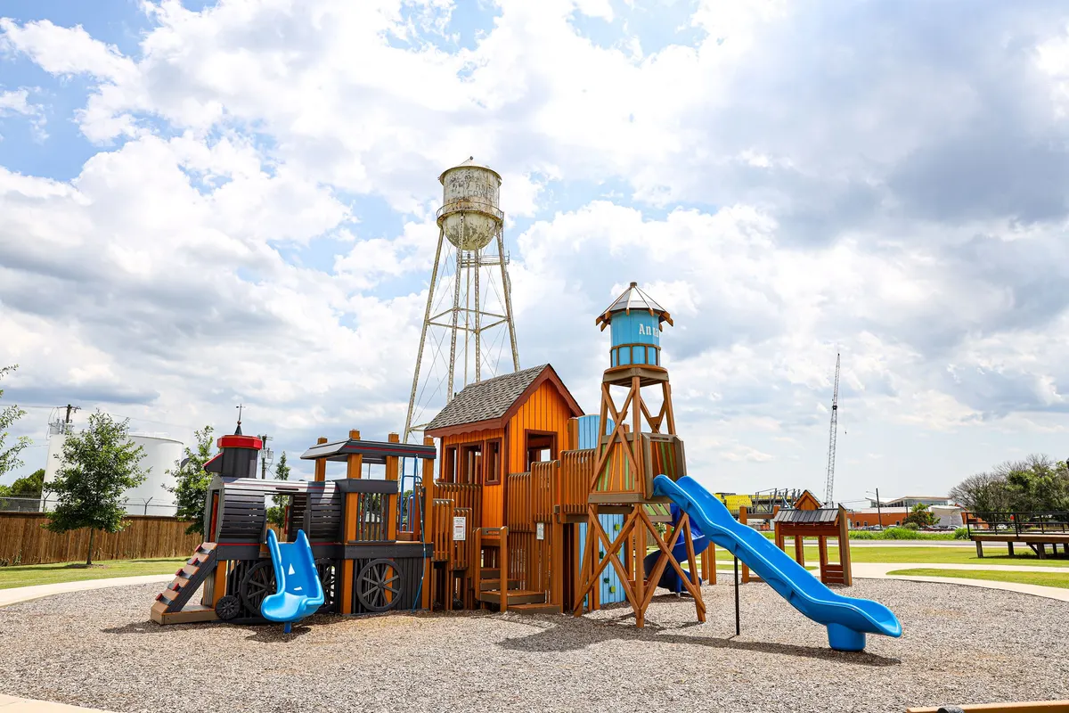 Train-themed playground at Sherley Heritage Park — Anna, TX
