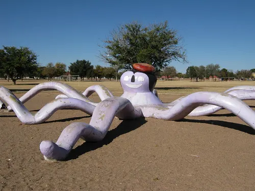 Giant purple octopus climbing structure at Sherwood Park — Odessa, TX