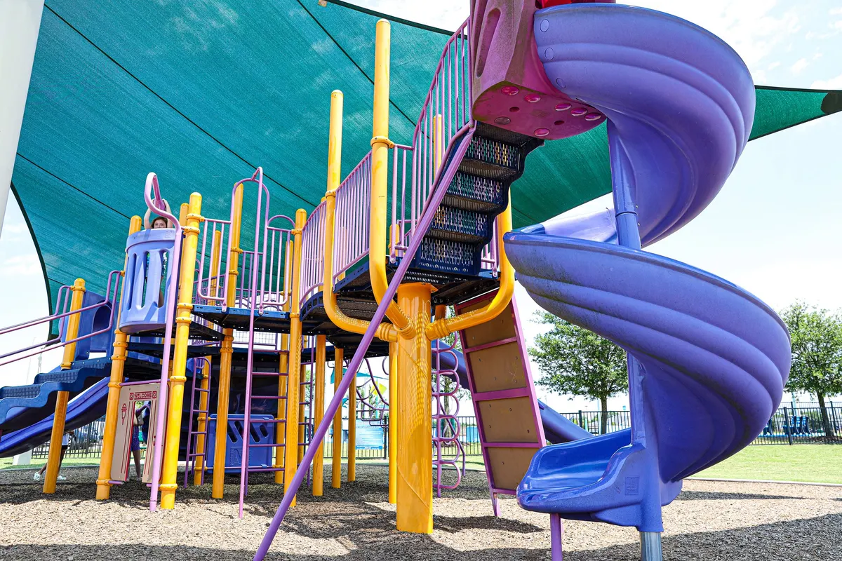 Shaded playground at Slayter Creek Park, Anna, TX
